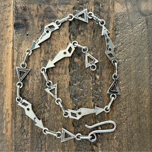 VTG Vintage Navajo Native Handmade Sterling Silver Arrow Chain Necklace 16.5”